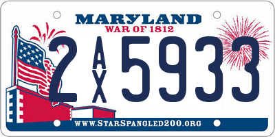 MD license plate 2AX5933