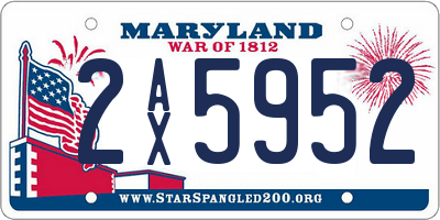 MD license plate 2AX5952