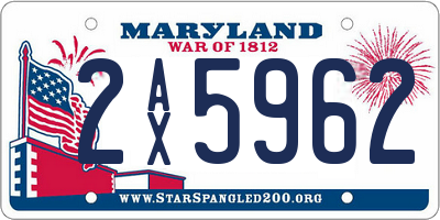 MD license plate 2AX5962