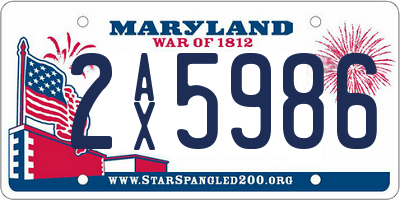 MD license plate 2AX5986