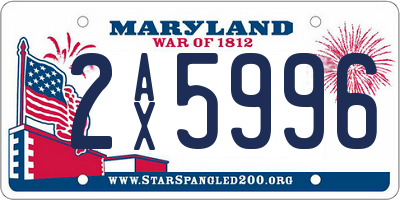 MD license plate 2AX5996
