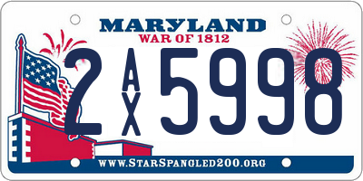 MD license plate 2AX5998