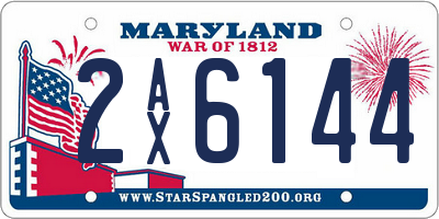 MD license plate 2AX6144