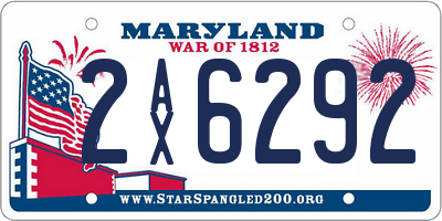 MD license plate 2AX6292