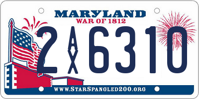 MD license plate 2AX6310