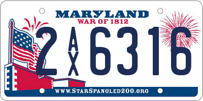 MD license plate 2AX6316