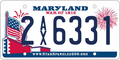 MD license plate 2AX6331