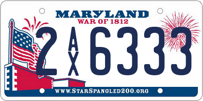 MD license plate 2AX6333
