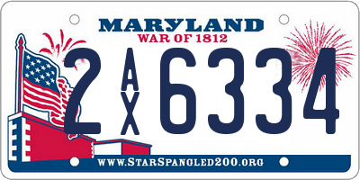 MD license plate 2AX6334