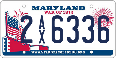 MD license plate 2AX6336