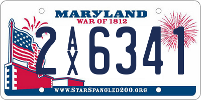 MD license plate 2AX6341