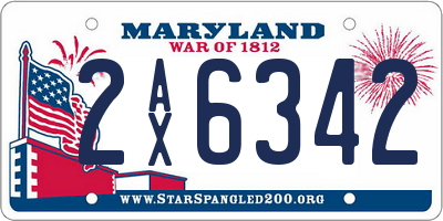MD license plate 2AX6342