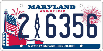 MD license plate 2AX6356