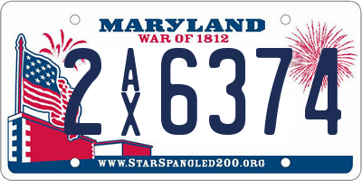 MD license plate 2AX6374