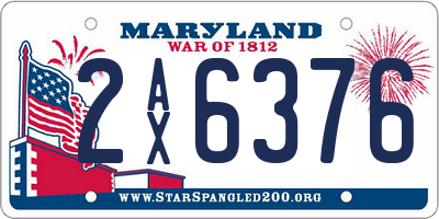 MD license plate 2AX6376