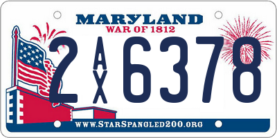MD license plate 2AX6378