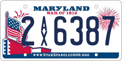 MD license plate 2AX6387