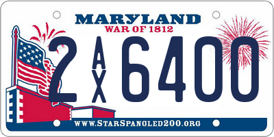 MD license plate 2AX6400