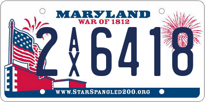 MD license plate 2AX6418