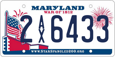 MD license plate 2AX6433