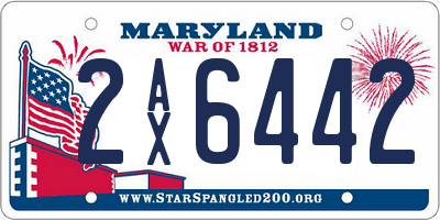 MD license plate 2AX6442