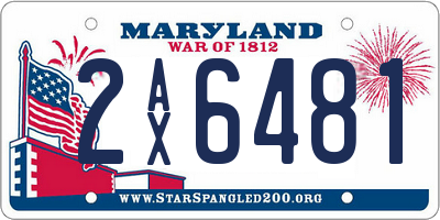MD license plate 2AX6481