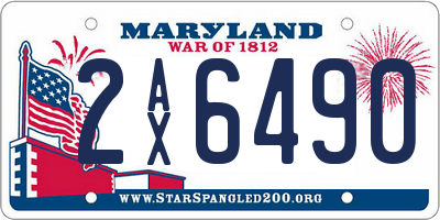 MD license plate 2AX6490