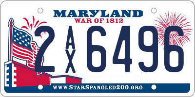 MD license plate 2AX6496