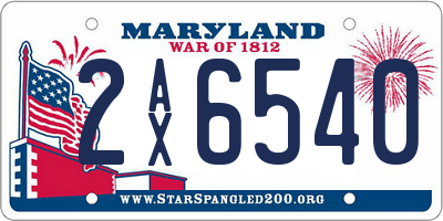 MD license plate 2AX6540