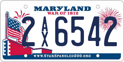 MD license plate 2AX6542