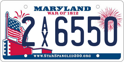 MD license plate 2AX6550
