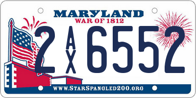 MD license plate 2AX6552