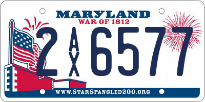 MD license plate 2AX6577
