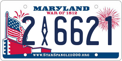 MD license plate 2AX6621