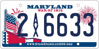 MD license plate 2AX6633