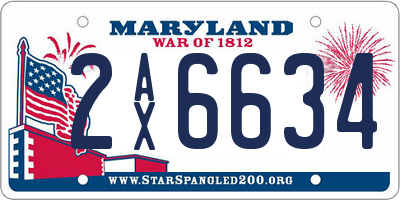 MD license plate 2AX6634