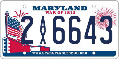 MD license plate 2AX6643