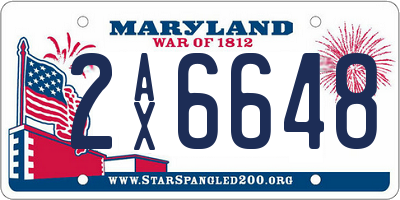 MD license plate 2AX6648