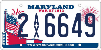 MD license plate 2AX6649