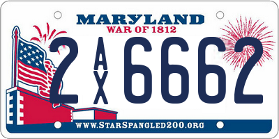 MD license plate 2AX6662
