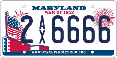 MD license plate 2AX6666