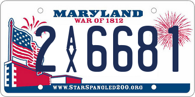 MD license plate 2AX6681