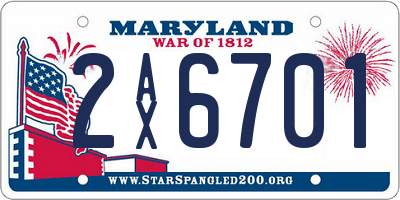 MD license plate 2AX6701