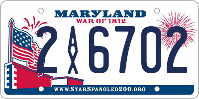 MD license plate 2AX6702