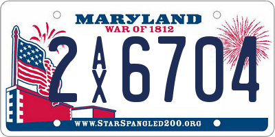 MD license plate 2AX6704