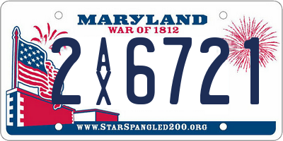 MD license plate 2AX6721