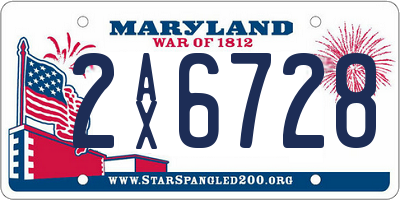 MD license plate 2AX6728