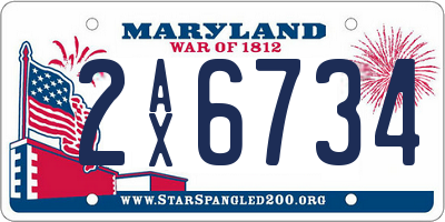 MD license plate 2AX6734