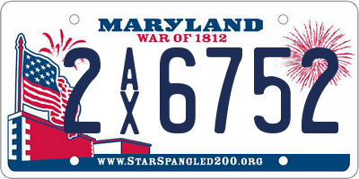MD license plate 2AX6752