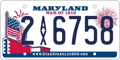 MD license plate 2AX6758